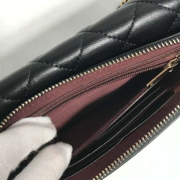 CHANEL Black Lambskin Leather Logo Wallet - Picture 13 of 16